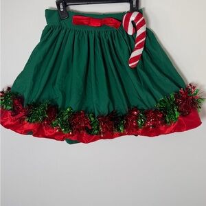 Love on a Hanger Green and Red Sparkly Skirt